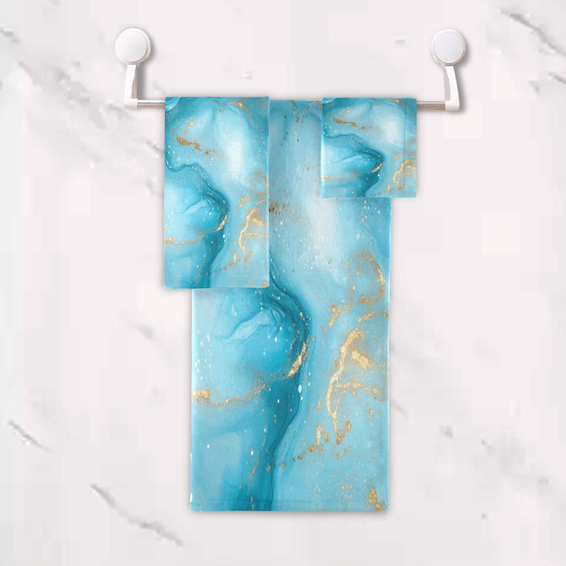 Three-Piece Towel Set Face Towel Towel Set Hand Towel Bath Towel Cotton Bath Towels Bath Towel Sets Hand Bath Towels Pretty Marble Pattern
