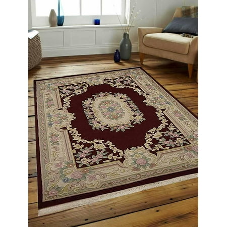 Rugsotic Carpets Hand Knotted Aras Wool 3'x5' Area Rug Oriental Red (Best Way To Get Red Stains Out Of Carpet)