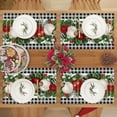 thumbnail image 5 of Linen Black and White Buffalo Check Plaid Christmas Placemats Set of 4 Farmhouse Winter Christmas Xmas Holiday Home Kitchen Table Decorations, 5 of 5
