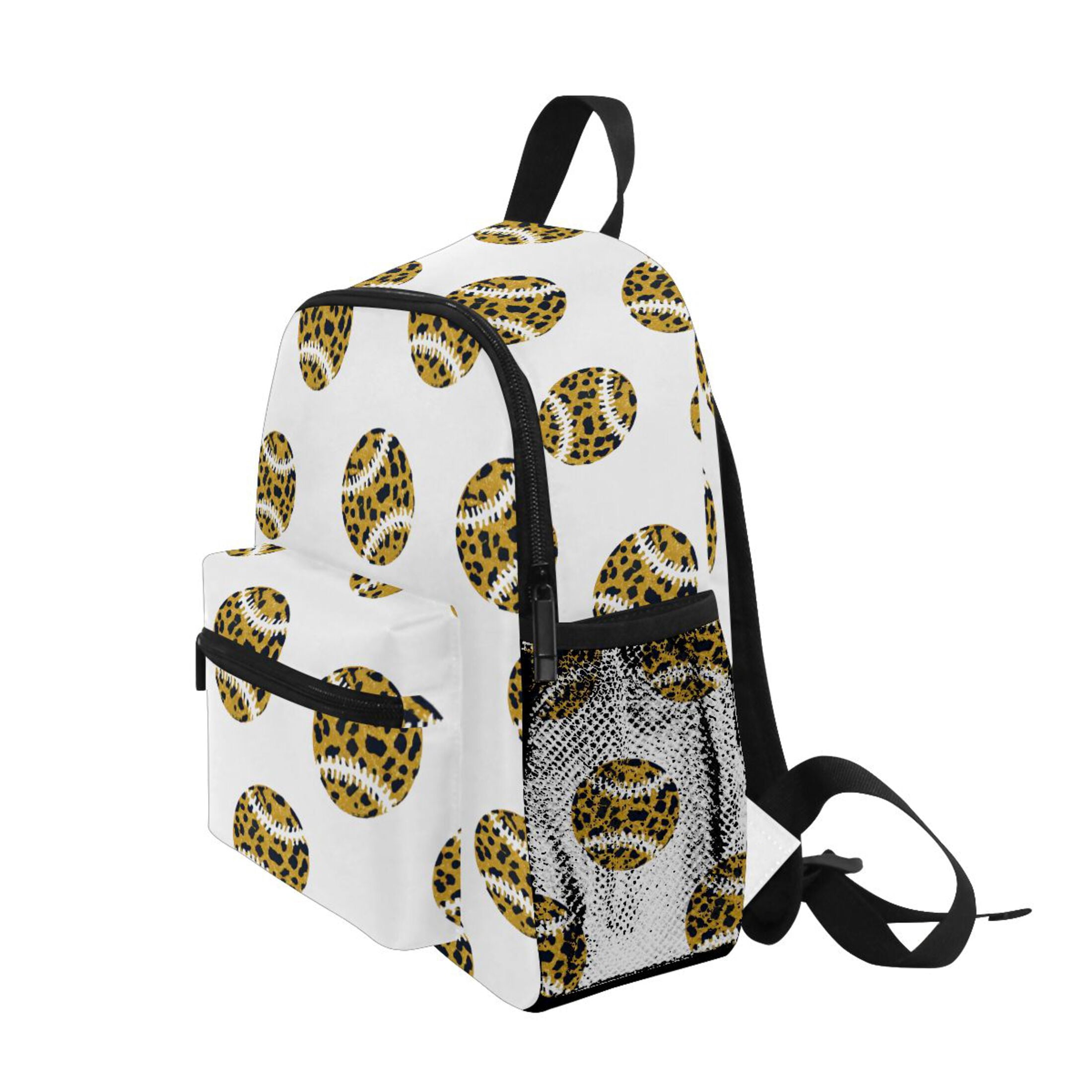 Leopard Baseball Pattern Mini Backpack Cute Small Backpack with Chest Strap and Whistle Ages 3-8