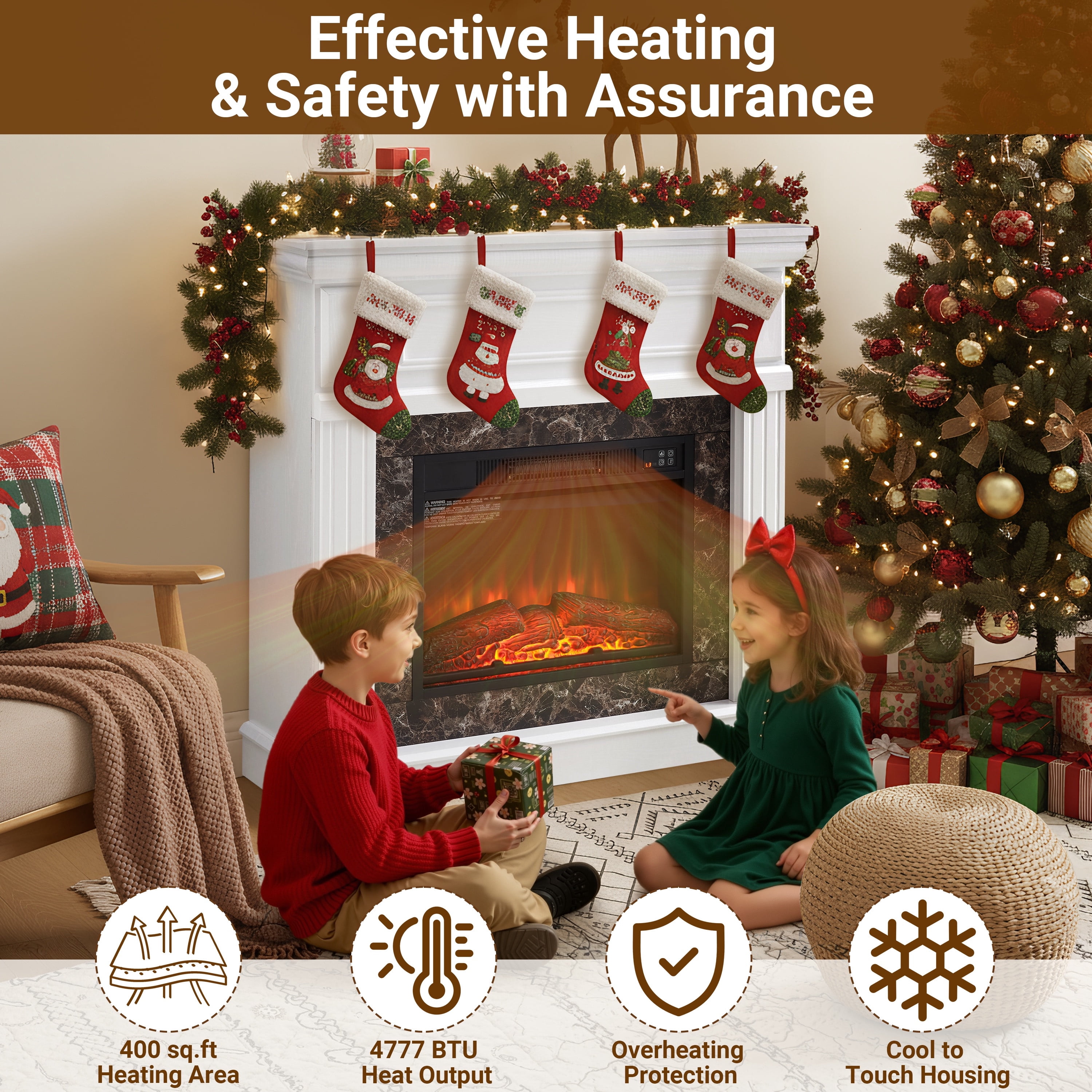 41''W Electric Fireplace with Mantel, Legahome 23'' Freestanding Fireplace Heater with Remote Control, Adjustable Flame, Fireplace TV Stand for 42 inch TV, Living Room Bedroom, 1400W, White