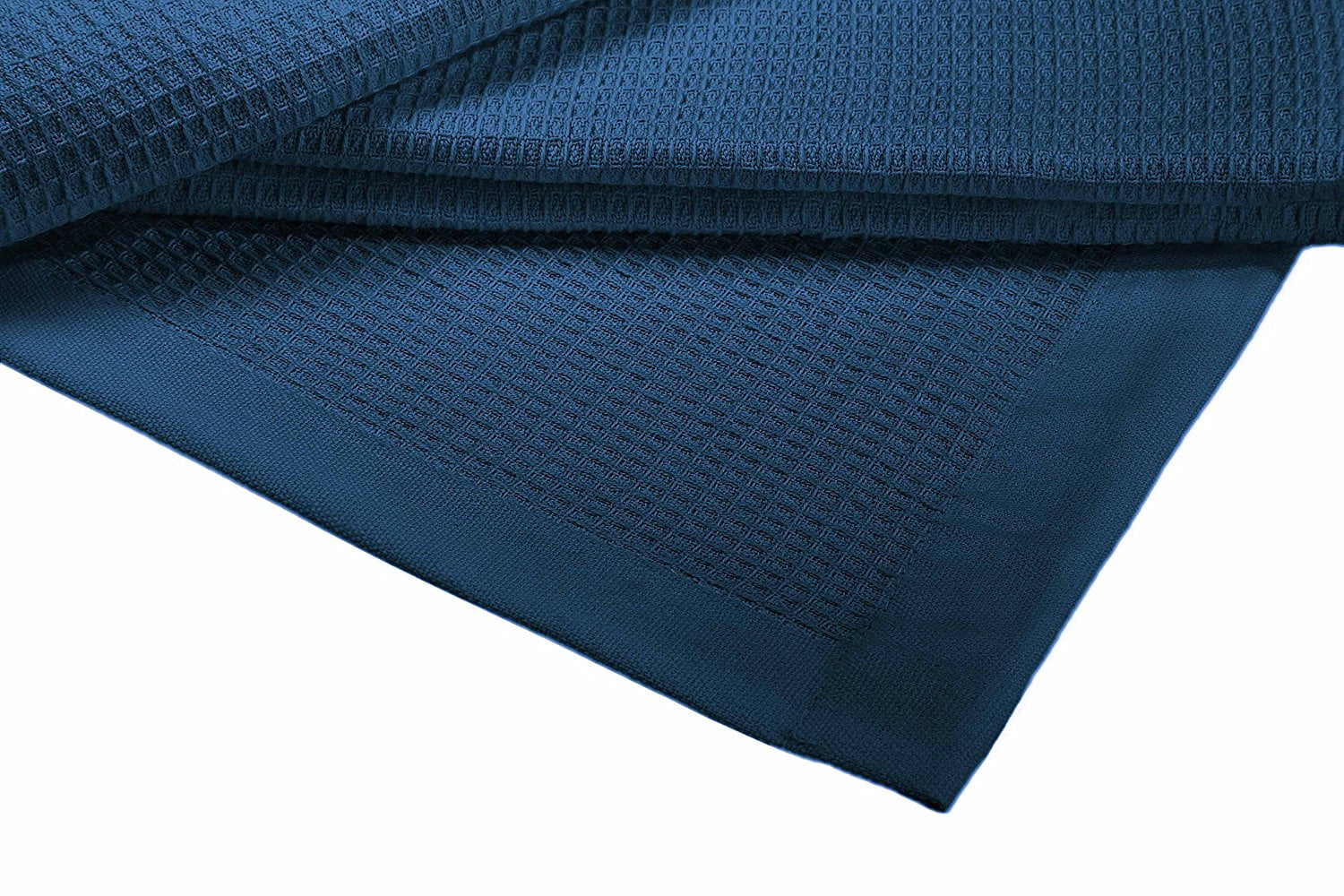 Crover All Season Thermal Waffle Cotton King Blanket Deep Blue