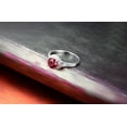 thumbnail image 2 of Spilt Shank 2 Carat 6mm Round Cut Red Ruby And Moissanite Diamond Halo Engagement Ring in 10k White Gold for Women, 2 of 5