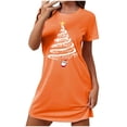 thumbnail image 1 of Chemises de Nuit Grande Taille pour Femmes, Noël, Manches Courtes, Robe de Nuit, Col Rond, Orange, 3TG, 1 of 5