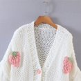 thumbnail image 5 of Trendfront Womens Strawberry Print Cardigan Sweater Long Sleeve Button Front Knit Jacket Cute Fruit Graphic Casual Cropped Outerwear, 5 of 8