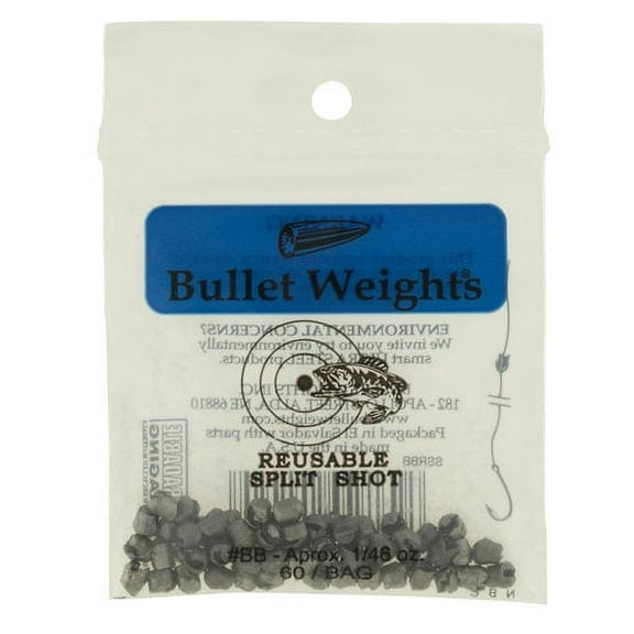 Bullet Weights® Reusable Split Shot, Size #BB, 60 Sinkers