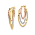 thumbnail image 2 of 14K Yellow, White and Pink Gold Triple Hoop Earrings, 2 of 4