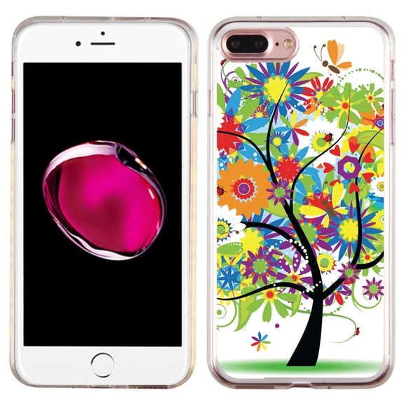 Slim-Fit Case for Apple iPhone 8 PLUS / 7 PLUS, OneToughShield ® Premium TPU Gel Protector Phone Case - Colorful Tree