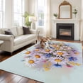 thumbnail image 3 of Area Rug 60×96in, Floral Daisy Colorful Flower Floor Carpet Living Room Rug, Simple Spring Watercolor Plant Non-Slip Welcome Mat Indoor Rugs for Bedroom Dining Room, 3 of 9