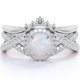 thumbnail image 1 of JeenMata Anillo de Bodas de 1,15 Quilates con Ópalo de Fuego Azul Redondo Vintage y Moissanita Engastado en Oro Blanco de 18 K sobre Plata, 1 of 5