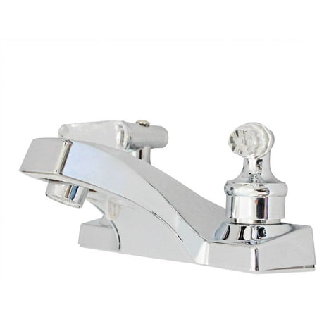 Avalon 4" Centerset Bathroom and Kitchen Faucet, 2 Acrylic Lever Handles Chrome Finish