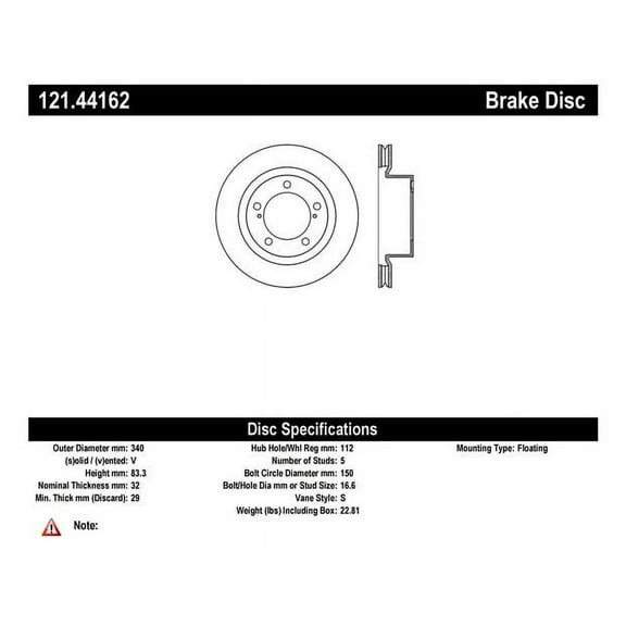 C-Tek Disc Brake Rotor 121.44162 Fits select: 2013-2016 LEXUS LX, 2013-2020 TOYOTA LAND CRUISER