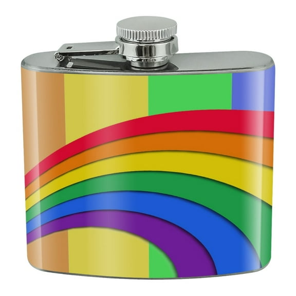 Double Rainbow Pride Arc Stainless Steel 5oz Hip Drink Kidney Flask