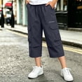 thumbnail image 4 of Nilvkv Boys Cargo Pants, Boys Pants, Solid Color Cropped Joggers in Relaxed Fit with Side Pockets, cool choice for Outdoor Wear Blue 12-13 Years, 4 of 8