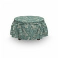 thumbnail image 3 of Floral Ottoman Cover, Marrakech Paisley, 2 Piece Slipcover Set with Ruffle Skirt for Square Round Cube Footstool Decorative Home Accent, Standard Size, Teal and Beige, by Ambesonne, 3 of 5