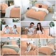 thumbnail image 5 of Peach Fuzz Bedding Duvet Cover Set Twin Size 4 Pieces Coral Solid Color Soft Twill Plush Quilt Cover, Include 1 Duvet Cover 1 Flat Sheet And 2 Pillow, 5 of 7