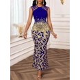 thumbnail image 3 of Royal Blue Leopard Print Sequin Mermaid Dress With Cut-Out Back, Elegant Evening Gown, 3 of 7