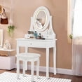 thumbnail image 1 of Twister.CK Vanity Table with LED Mirror & Stool, Modern Makeup Desk with 3 Lighting Modes, 3 Drawers, White, 1 of 8