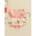 thumbnail image 2 of MAMOWEAR Newborn Infant Baby Girl Summer Floral Clothes One Piece Romper Dress Outfit with Headband, 2 of 7