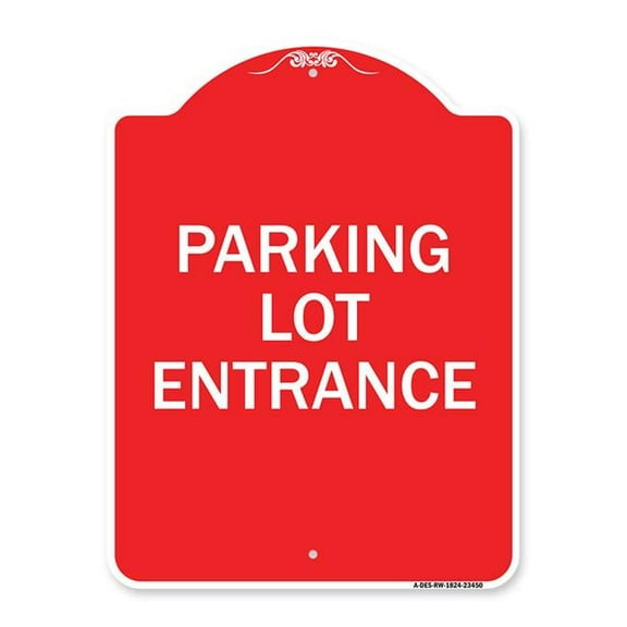SignMission A-DES-RW-1824-23450 18 x 24 in. Designer Series Sign - Parking Entrance Sign Parking Lot Entrance, Red & White