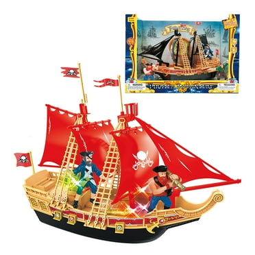 Mozlly Pirate Ship Toy Playset with Lights and Sound, 11.5 inches, Child