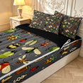 thumbnail image 3 of Erosebridal Cute Beetles Zipper Twin Comforter Sets with Fitted Sheet and 2 Pillowcases,Dreamy Bug Theme Zipper Bedding Set,Gray Green,Black Reversible,4pcs, 3 of 8