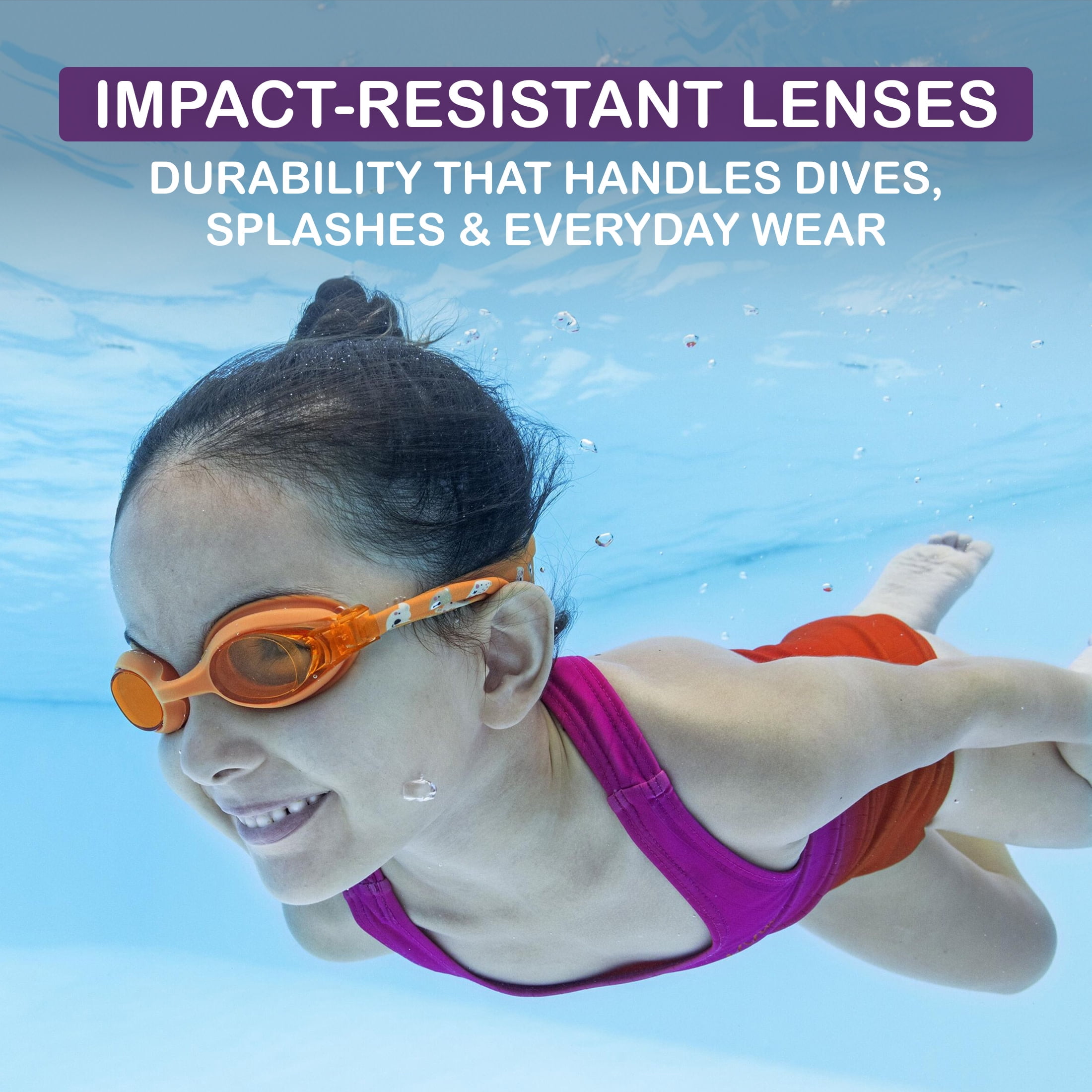 Puddle Jumper Child Fabric Swim Goggles, Non-Latex and Non-PVC, Kids Ages 3+, 3-Pack