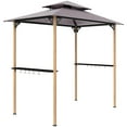 thumbnail image 2 of Outsunny 8' x 5' Grill Gazebo, Double Tiered Outdoor BBQ Gazebo with 2 Side Shelves and 10 Hooks for Patio, Garden, Beach, Backyard, 2 of 9