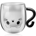 thumbnail image 3 of Pcapzz Cute Cat Mugs Double Vacuum Cute Tea Cups with Handle 250-300ml Glass Cat Coffee Mug Temperature Resistant Glass Water Mug Insulated Milk Mug for Cat Lovers Women Wife Mum Girl, 3 of 9