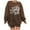 Coffee, variant on Fesfesfes Women Flannel Shirt Print Loose Roundneck Long-Sleeved Fleece Oversized Sweatshirt Pullover