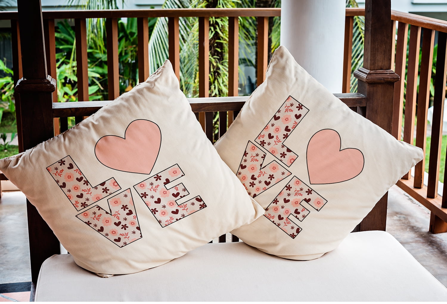 16"x16" Simply Daisy Valentines Love with Flowers Poly Indoor/Outdoor Pillow, Silver Qty 1