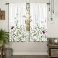 thumbnail image 3 of Flower Wildflower Spring Kitchen Curtain Rod Pocket Watercolor Floral Plant Colorful Botanical Leaf Small Short Cafe Tier Curtain Wildflower Window Drapes Treatment(27.5W X 39L Inch 2 Panel), 3 of 6