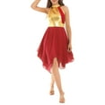 thumbnail image 4 of Alvivi Women's Praise  Liturgical Worship Gold Color Block Dress Tunic Dancewear Performance Costume Red M, 4 of 7