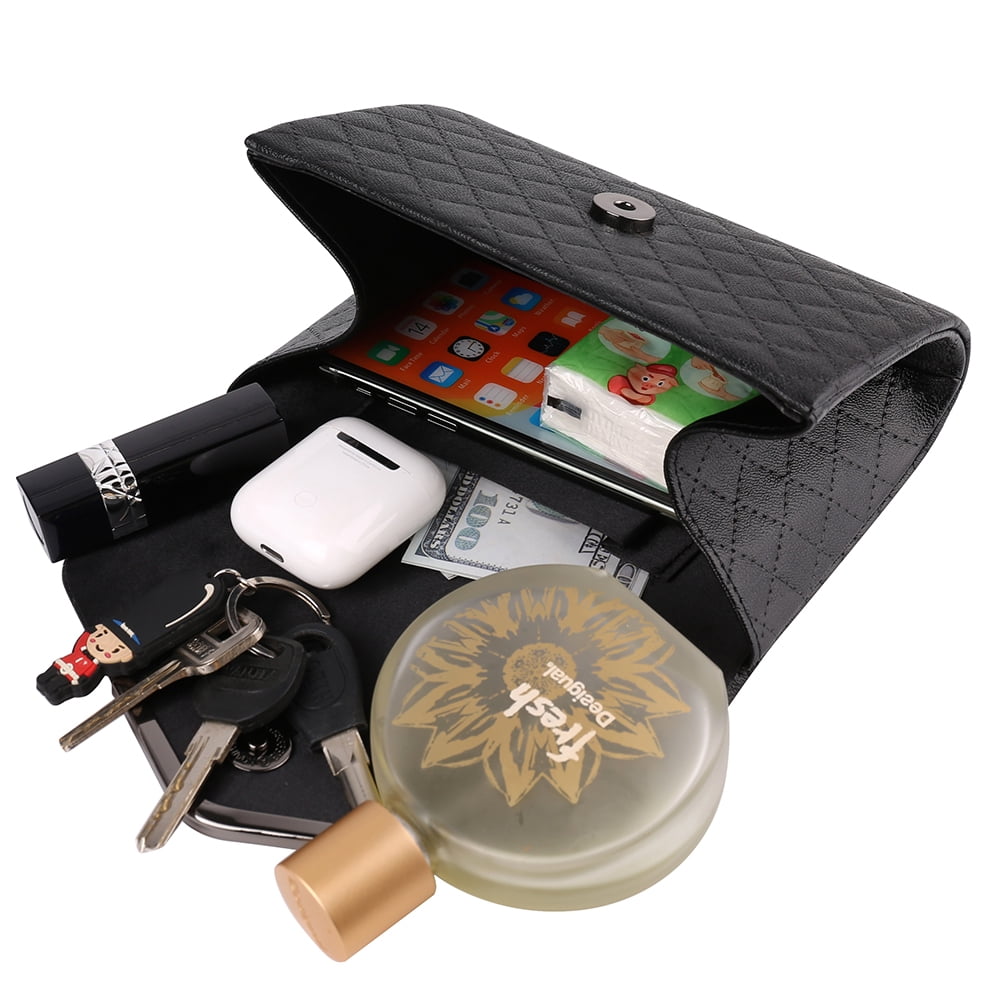 Quilted Texture Clutch Bag with Silver Chain Shoulder Strap for Women Travel Organization