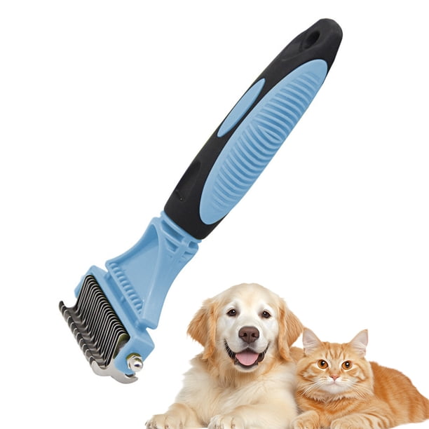 Peine para El Cuidado de Mascotas: Cepillo de Doble Cara para Eliminar El Pelo Muerto y Rastrillo para El Subpelo de Perros y Gatos, Herramienta Desenredante para Eliminar Nudos y Pelo Suelto, Cepill