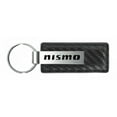 thumbnail image 2 of Nissan Nismo Logo Black Carbon Fiber Leather Gun Metal Key Chain Fob Official, 2 of 5