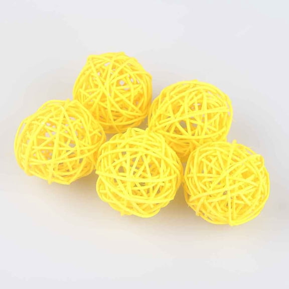 AURARMLET 15pcs Decorative Wicker Balls for Wall Decor in Yellow for Cafe Decoration