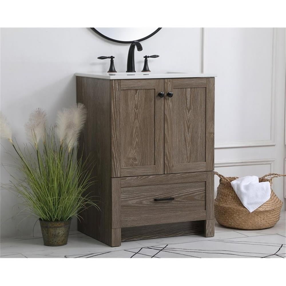 Elegant Kitchen and Bath 24 inch Single Bathroom Vanity in Weathered oak