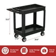 thumbnail image 7 of 2-Tier Rolling Tool Cart,Heavy-Duty Plastic Service Cart with Lipped Shelves,550 lbs Capacity Utility Cart,40 x 17 Inch Rolling Work Carts for Garage,Salon,Kitchen,Office-Black, 7 of 7
