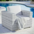 thumbnail image 2 of Lounge Chair Armchair, Rattan, Wicker, Light Grey Gray White, Modern Contemporary Urban Design, Outdoor Patio Balcony Cafe Bistro Garden Furniture Hotel Hospitality, 2 of 8
