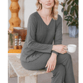 thumbnail image 6 of WQD Womens Pajama Sets 2 Piece Lounge Sets V Neck Long Sleeve Loungewear Comfy Pj Sets Top and Pants Soft Loose Sleepwear for Fall Winter Spring, 6 of 7