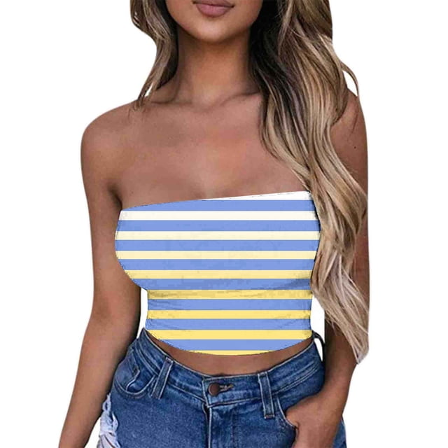 Tube Tops, Womens Printed Strapless Yoga Exercise Chest Wrap Pullover