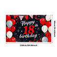 thumbnail image 2 of Black Background Happy 18th Birthday Banner with Red White Balloons Star Elements Party Decoration Backdrop Photography Props Birthday Party Supplies Decorations, 2 of 7