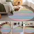 thumbnail image 5 of Round Area Rug 8 Ft, Easter Washable Non-Slip Circle Carpet for Living Room/Bedroom, Farmhouse Ombre Colorful Wooden Grain Retro Collection Low-Profile Large Area Rugs for Indoor, 5 of 7