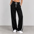 thumbnail image 4 of Ruohan Women's Wide Leg Sweatpants, High Waist Drawstring Track Pants with Pockets, Side Stripe, 4 of 8