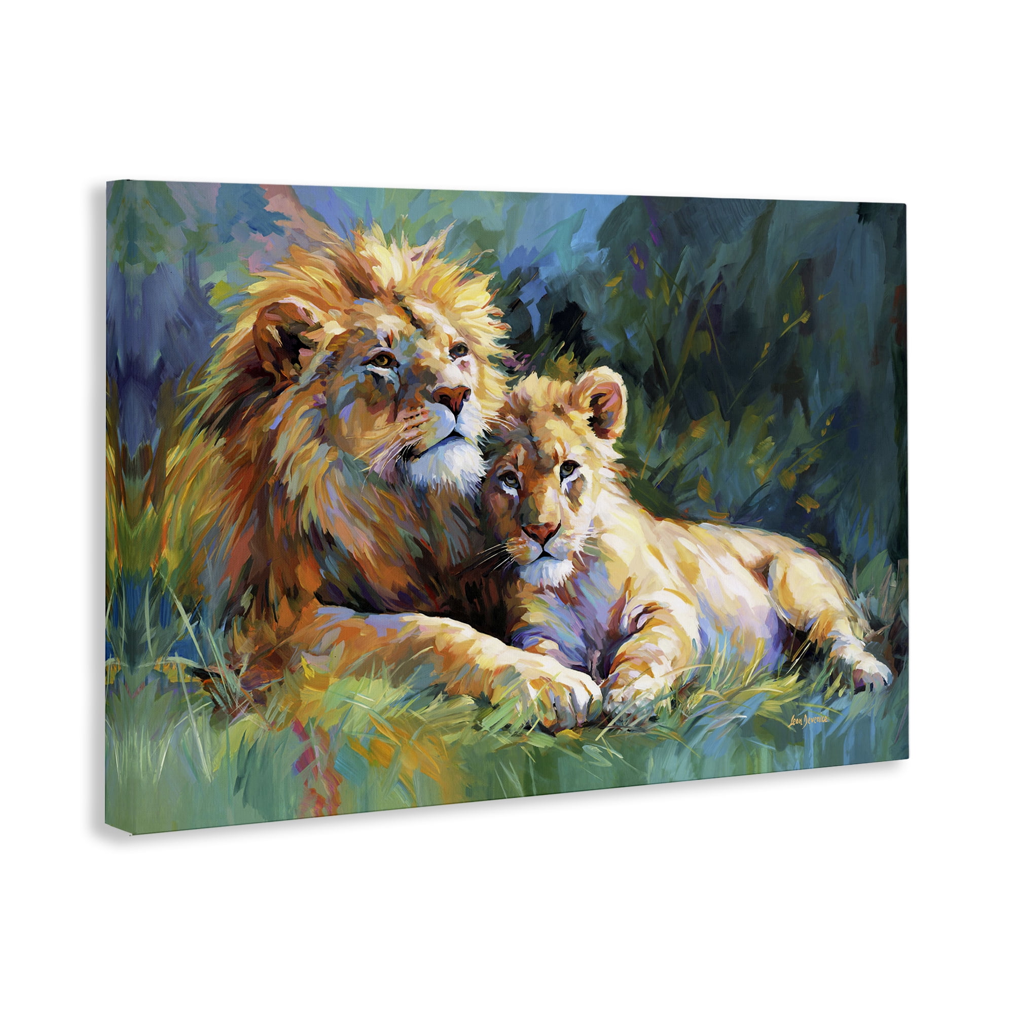 Stupell Industries Lion's Embrace Portrait Animals & Insects Painting Gallery Wrapped Canvas Art Print Wall Art, 36 x 24