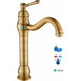 thumbnail image 3 of Grifo Alto para Lavabo, Baño, Vintage, Bronce, Giratorio 360°, Mezclador Monomando para Lavabo, Caño Paffoni de Latón, con Agua Fría y Caliente, 3 of 5