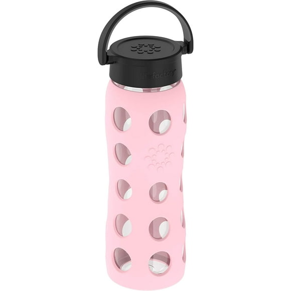 Lifefactory 22 Onces Bouteille d'Eau en Verre Sans Bpa avec Bouchon Classique et Manchon de Protection en Silicone, Rose du Désert