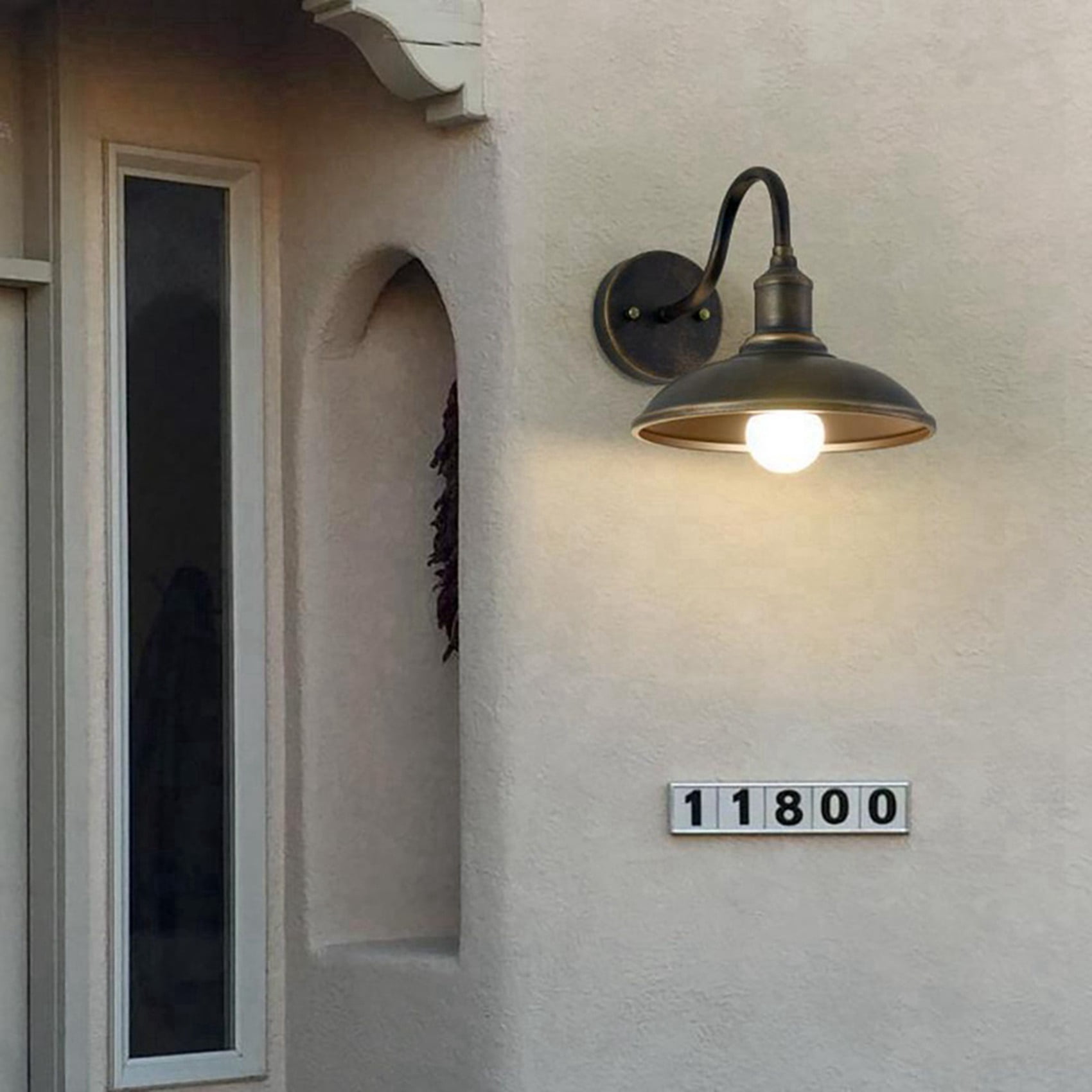 2X LED Gooseneck Barn Light Outdoor Wall Lamp Front Porch Farmhouse Fixture Garden Lights