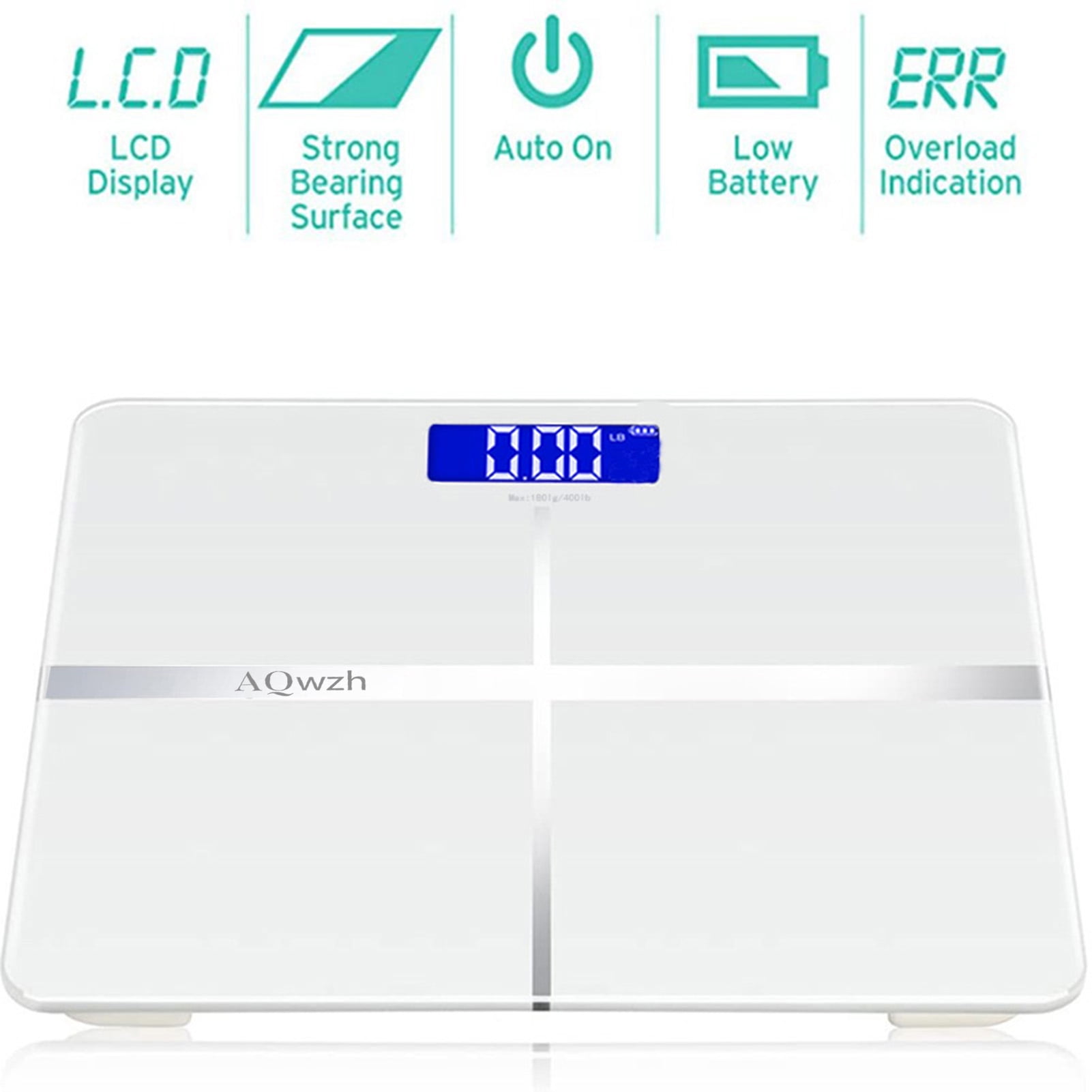 Digital Scale, Body Weight Bathroom Scale 396lb/180kg High Accuracy,  Step-On Technology with Lithium Rechargeable Battery.